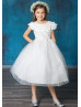 Cap Sleeves Floral Tulle Flower Girl Dress